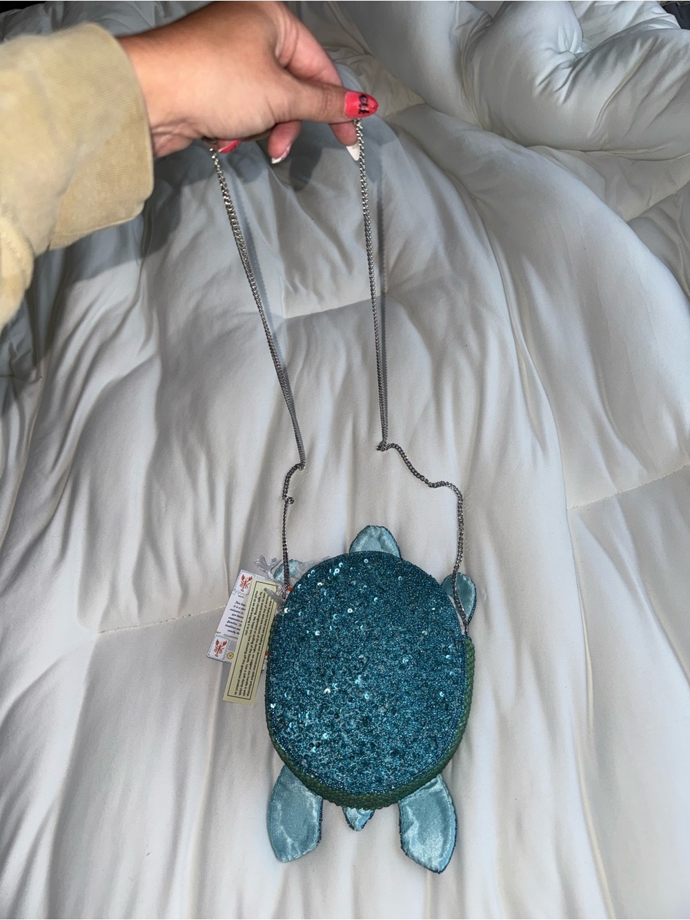 Blue Sea Turtle Beaded Shoulder Bag/Crossbody Bag Handmade in India New with Tag - Picture 11 of 15
